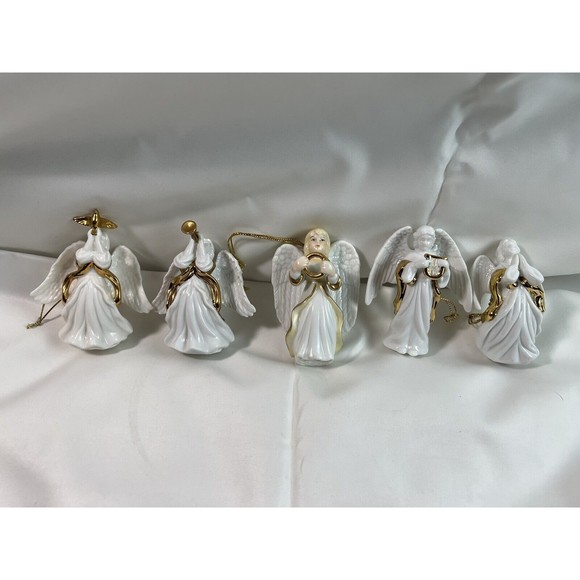 Holiday Home Accents Porcelain Angel Ornaments with Gold Accents (set of 5) - Picture 1 of 10